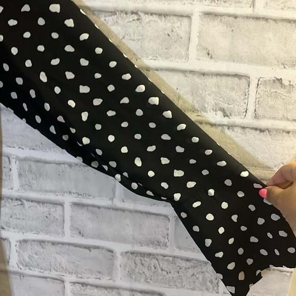 Pleione Long Sleeve Polka Dots Blouse Black White Size L Large, v-neck - Picture 5 of 6